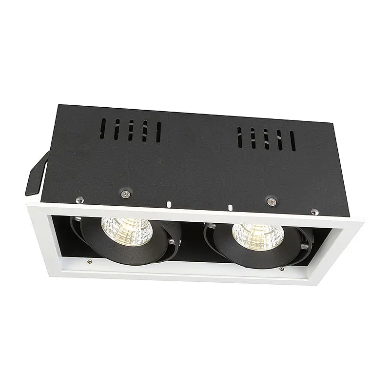 FR1066 2X15/2X18W adjustable beam angle Die casting aluminum square shape ceiling Grille downlight